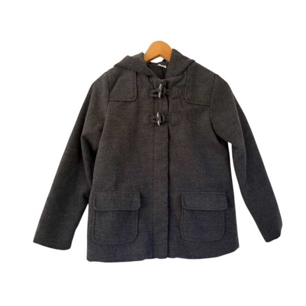 Crazy 8 Kids Charcoal Grey Hooded Duffle Coat Toggle Zipper L 10-12